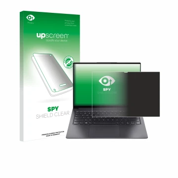 Vorderseite einer Produktverpackung mit dem Markenlogo upscreen. Daneben ist das Gerät Lenovo Yoga Slim 7 Pro 14