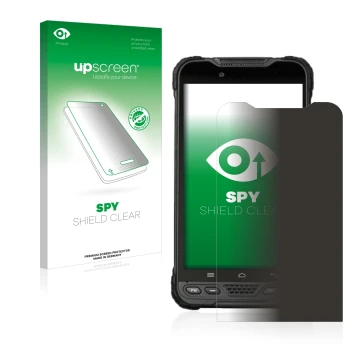 Vorderseite einer Produktverpackung mit dem Markenlogo upscreen. Daneben ist das Gerät UniStrong UT12P mit dem zugehörigen Dis