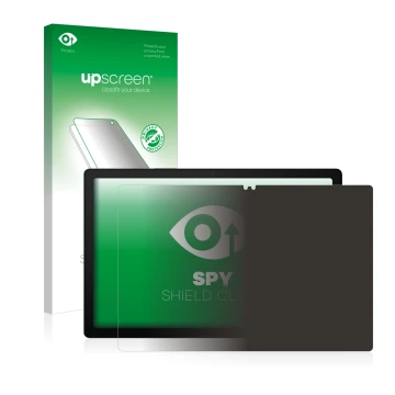 Vorderseite einer Produktverpackung mit dem Markenlogo upscreen. Daneben ist das Gerät Samsung Galaxy Tab A8 LTE mit dem zugeh
