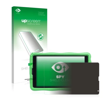 Vorderseite einer Produktverpackung mit dem Markenlogo upscreen. Daneben ist das Gerät MEDION Lifetab E10440 Kids mit dem zuge