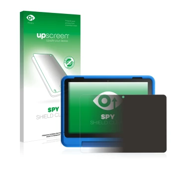 Vorderseite einer Produktverpackung mit dem Markenlogo upscreen. Daneben ist das Gerät Amazon Fire HD 8 Kids Pro Edition 2021 