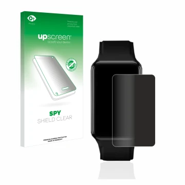 Vorderseite einer Produktverpackung mit dem Markenlogo upscreen. Daneben ist das Gerät Oppo Watch Free mit dem zugehörigen Dis