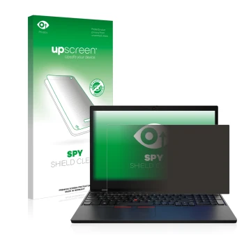 Vorderseite einer Produktverpackung mit dem Markenlogo upscreen. Daneben ist das Gerät Lenovo ThinkPad L15 Gen 2 mit dem zugeh