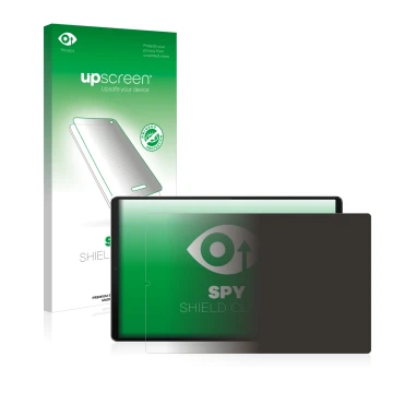 Vorderseite einer Produktverpackung mit dem Markenlogo upscreen. Daneben ist das Gerät Lenovo Tab M10 FHD Plus (2. Gen.) mit d