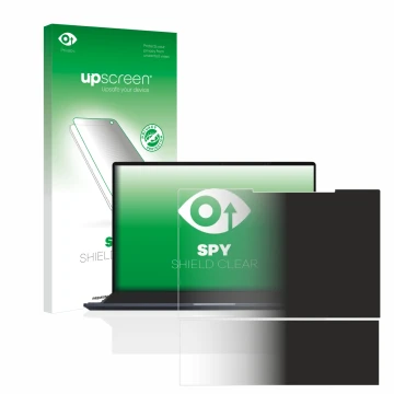 Vorderseite einer Produktverpackung mit dem Markenlogo upscreen. Daneben ist das Gerät ASUS ZenBook Pro 14 Duo OLED UX8402 mit