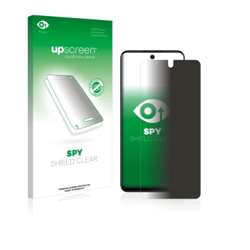 Vorderseite einer Produktverpackung mit dem Markenlogo upscreen. Daneben ist das Gerät Motorola Moto G32 mit dem zugehörigen D