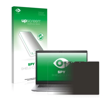 Vorderseite einer Produktverpackung mit dem Markenlogo upscreen. Daneben ist das Gerät Dell Latitude 5320 2-in-1 Touch mit dem
