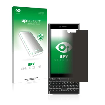 Vorderseite einer Produktverpackung mit dem Markenlogo upscreen. Daneben ist das Gerät Unihertz Titan Slim mit dem zugehörigen