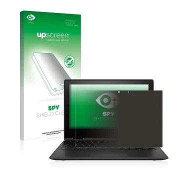Vorderseite einer Produktverpackung mit dem Markenlogo upscreen. Daneben ist das Gerät HP Chromebook x360 11 G3 mit dem zugehö
