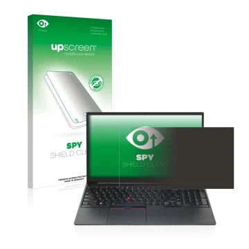 Vorderseite einer Produktverpackung mit dem Markenlogo upscreen. Daneben ist das Gerät Lenovo ThinkPad E15 Gen 4 mit dem zugeh