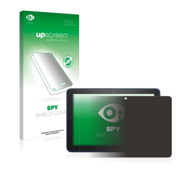 Vorderseite einer Produktverpackung mit dem Markenlogo upscreen. Daneben ist das Gerät Amazon Fire HD 8 Plus 2022 mit dem zuge