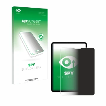 Vorderseite einer Produktverpackung mit dem Markenlogo upscreen. Daneben ist das Gerät Apple iPad Pro 11