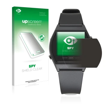 Vorderseite einer Produktverpackung mit dem Markenlogo upscreen. Daneben ist das Gerät Casio LW-204-1BEF mit dem zugehörigen D