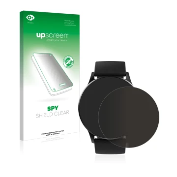 Vorderseite einer Produktverpackung mit dem Markenlogo upscreen. Daneben ist das Gerät Denver SW-173 mit dem zugehörigen Displ