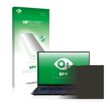 Vorderseite einer Produktverpackung mit dem Markenlogo upscreen. Daneben ist das Gerät ASUS ROG Flow X16 mit dem zugehörigen D