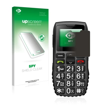 Vorderseite einer Produktverpackung mit dem Markenlogo upscreen. Daneben ist das Gerät artfone C1 + mit dem zugehörigen Displa