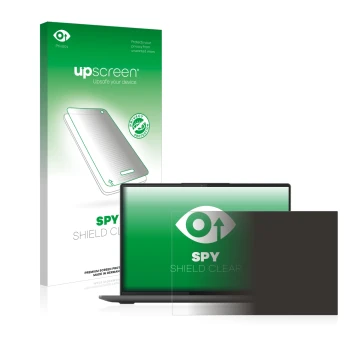 Vorderseite einer Produktverpackung mit dem Markenlogo upscreen. Daneben ist das Gerät Lenovo Yoga Slim 7 ProX 14ARH7 mit dem 