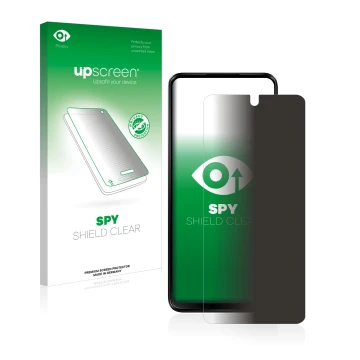 Vorderseite einer Produktverpackung mit dem Markenlogo upscreen. Daneben ist das Gerät Motorola Moto G13 mit dem zugehörigen D