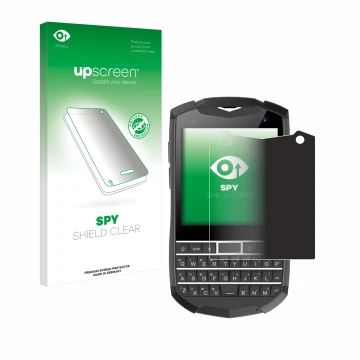 Vorderseite einer Produktverpackung mit dem Markenlogo upscreen. Daneben ist das Gerät Unihertz Titan Pocket mit dem zugehörig
