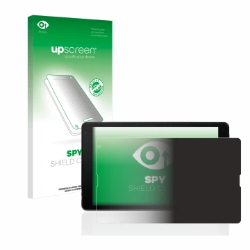 Vorderseite einer Produktverpackung mit dem Markenlogo upscreen. Daneben ist das Gerät MEDION Tablet E10421 10,1