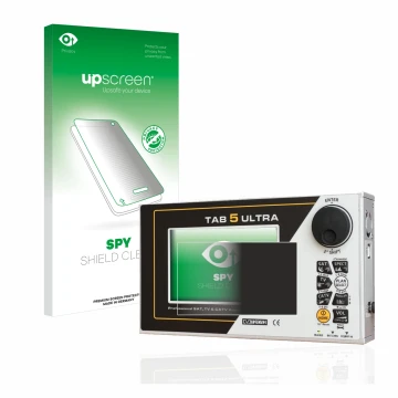 Vorderseite einer Produktverpackung mit dem Markenlogo upscreen. Daneben ist das Gerät Rover TAB 5 ULTRA mit dem zugehörigen D