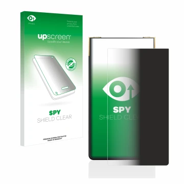 Vorderseite einer Produktverpackung mit dem Markenlogo upscreen. Daneben ist das Gerät Sony Walkman NW-ZX707 mit dem zugehörig