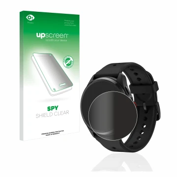 Vorderseite einer Produktverpackung mit dem Markenlogo upscreen. Daneben ist das Gerät Mobvoi TicWatch Pro 5 mit dem zugehörig