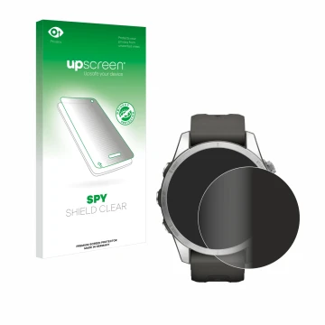 Vorderseite einer Produktverpackung mit dem Markenlogo upscreen. Daneben ist das Gerät Garmin Fenix 7S Pro Solar (42 mm) mit d