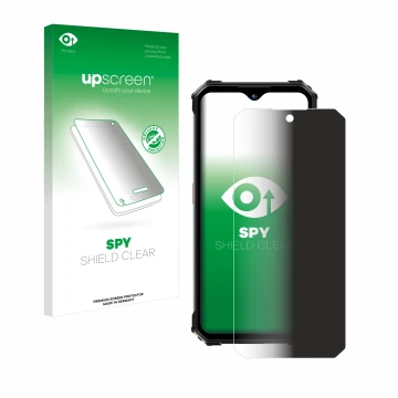 Vorderseite einer Produktverpackung mit dem Markenlogo upscreen. Daneben ist das Gerät Oukitel WP26 mit dem zugehörigen Displa