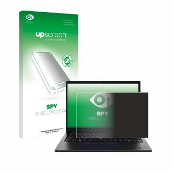 Vorderseite einer Produktverpackung mit dem Markenlogo upscreen. Daneben ist das Gerät Lenovo ThinkPad L13 Gen 4 Touch mit dem