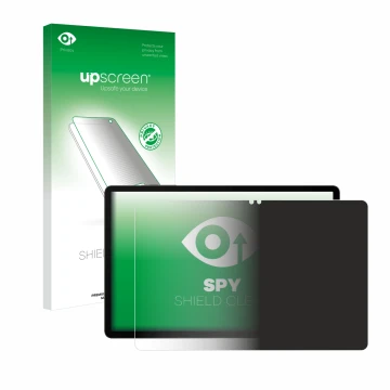 Vorderseite einer Produktverpackung mit dem Markenlogo upscreen. Daneben ist das Gerät Samsung Galaxy Tab S9 5G mit dem zugehö
