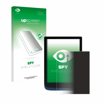 Vorderseite einer Produktverpackung mit dem Markenlogo upscreen. Daneben ist das Gerät Vivlio InkPad 3 mit dem zugehörigen Dis