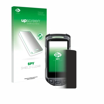 Vorderseite einer Produktverpackung mit dem Markenlogo upscreen. Daneben ist das Gerät Keyence BT-A700 mit dem zugehörigen Dis
