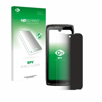 Vorderseite einer Produktverpackung mit dem Markenlogo upscreen. Daneben ist das Gerät Crosscall Core-Z5 mit dem zugehörigen D