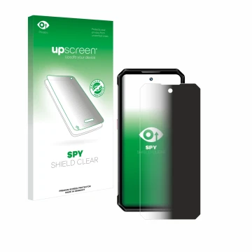 Vorderseite einer Produktverpackung mit dem Markenlogo upscreen. Daneben ist das Gerät Oukitel WP21 Ultra mit dem zugehörigen 