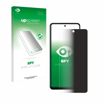 Vorderseite einer Produktverpackung mit dem Markenlogo upscreen. Daneben ist das Gerät Oppo A58 4G mit dem zugehörigen Display