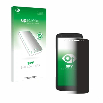 Vorderseite einer Produktverpackung mit dem Markenlogo upscreen. Daneben ist das Gerät Zebra TC27 mit dem zugehörigen Displays