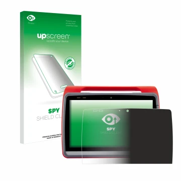 Vorderseite einer Produktverpackung mit dem Markenlogo upscreen. Daneben ist das Gerät medDV NIDApad mit dem zugehörigen Displ