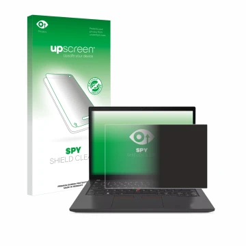Vorderseite einer Produktverpackung mit dem Markenlogo upscreen. Daneben ist das Gerät Lenovo ThinkPad P14s Gen 4 mit dem zuge