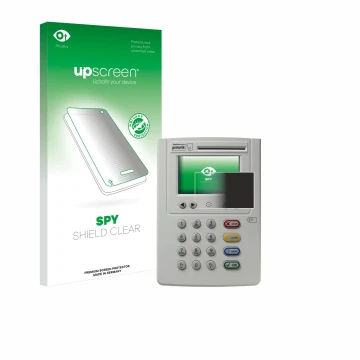 Vorderseite einer Produktverpackung mit dem Markenlogo upscreen. Daneben ist das Gerät ingenico eHealth ORGA Neo 6141 mit dem 