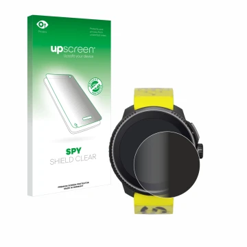 Vorderseite einer Produktverpackung mit dem Markenlogo upscreen. Daneben ist das Gerät Suunto Race mit dem zugehörigen Display