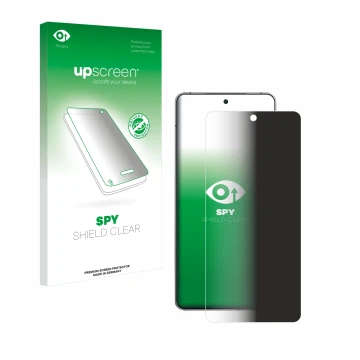 Vorderseite einer Produktverpackung mit dem Markenlogo upscreen. Daneben ist das Gerät Vivo iQOO 12 mit dem zugehörigen Displa