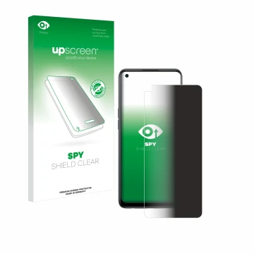Vorderseite einer Produktverpackung mit dem Markenlogo upscreen. Daneben ist das Gerät Oppo Reno 8T mit dem zugehörigen Displa