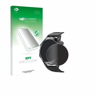 Vorderseite einer Produktverpackung mit dem Markenlogo upscreen. Daneben ist das Gerät Lemfo Smartwatch 1.39