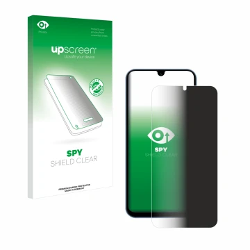 Vorderseite einer Produktverpackung mit dem Markenlogo upscreen. Daneben ist das Gerät Samsung Galaxy A15 5G mit dem zugehörig