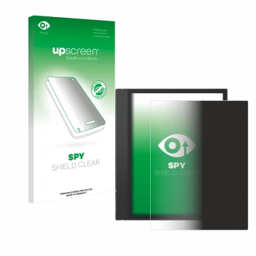 Vorderseite einer Produktverpackung mit dem Markenlogo upscreen. Daneben ist das Gerät Boox Note Air 3 mit dem zugehörigen Dis