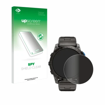 Vorderseite einer Produktverpackung mit dem Markenlogo upscreen. Daneben ist das Gerät Garmin D2 Mach1 Pro mit dem zugehörigen