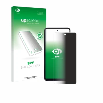 Vorderseite einer Produktverpackung mit dem Markenlogo upscreen. Daneben ist das Gerät Motorola Moto G24 mit dem zugehörigen D