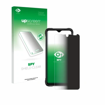 Vorderseite einer Produktverpackung mit dem Markenlogo upscreen. Daneben ist das Gerät Umidigi Bison X20 mit dem zugehörigen D