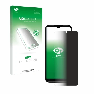 Vorderseite einer Produktverpackung mit dem Markenlogo upscreen. Daneben ist das Gerät Nokia C12 mit dem zugehörigen Displaysc